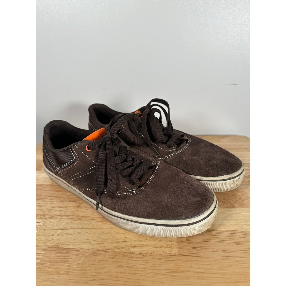 Catapult Nix Brown Suede Orange Accent Low Top Skate Sneakers Mens Size 10